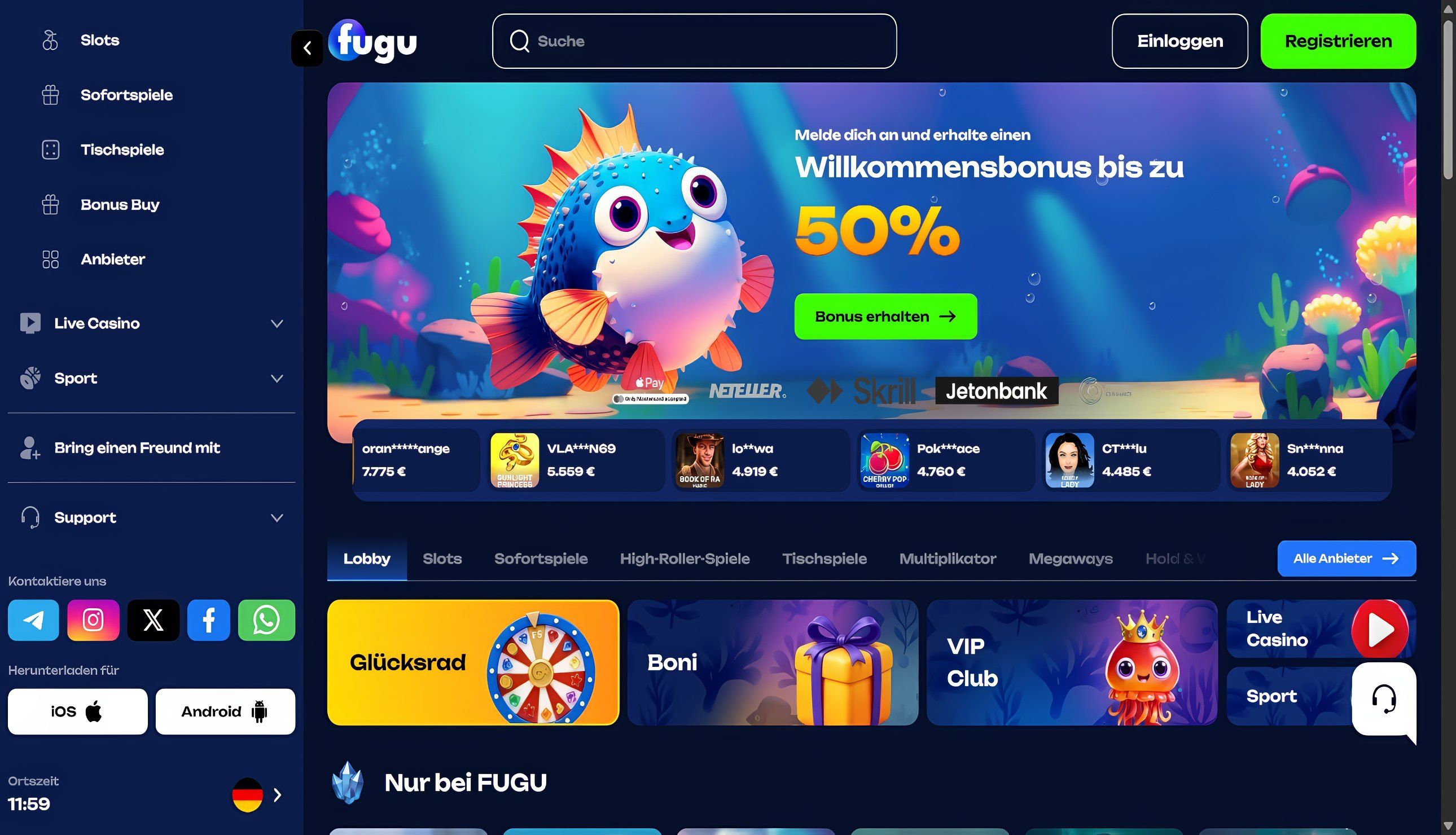 Fugu Casino desktop screenshot 1